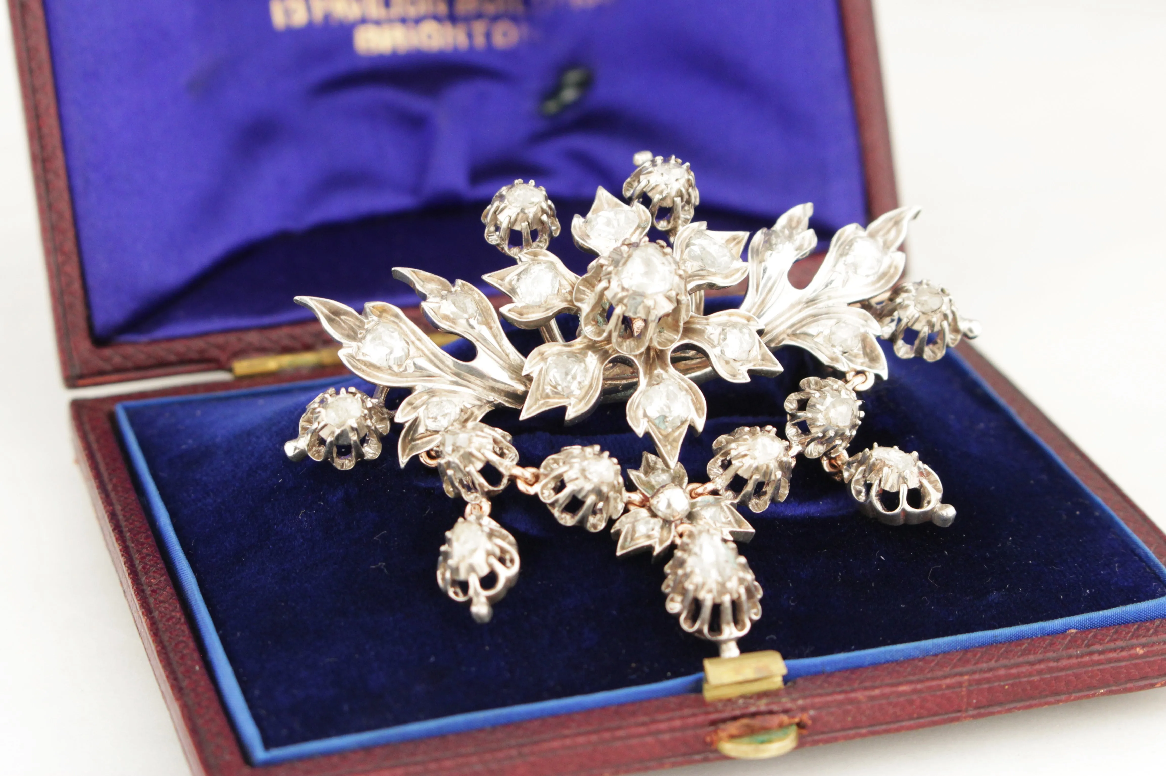 ANTIQUE GEORGIAN c1780-1800 ROSE CUT DIAMOND STOMACHER BROOCH