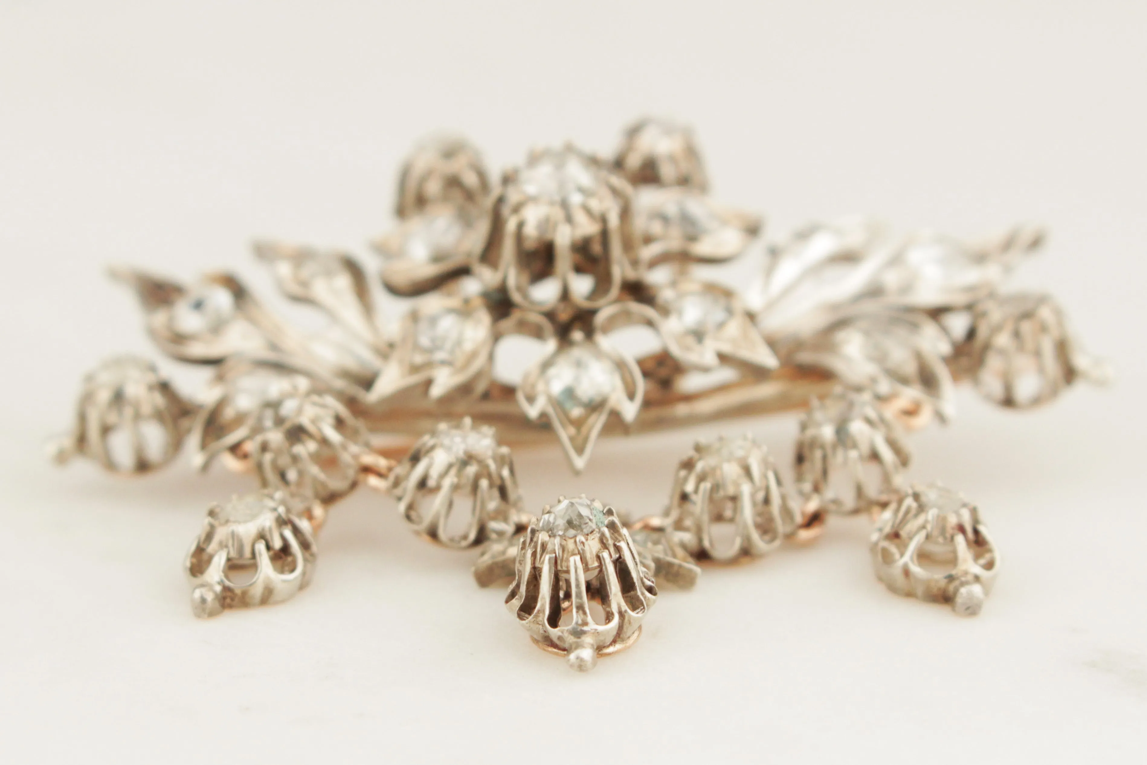 ANTIQUE GEORGIAN c1780-1800 ROSE CUT DIAMOND STOMACHER BROOCH