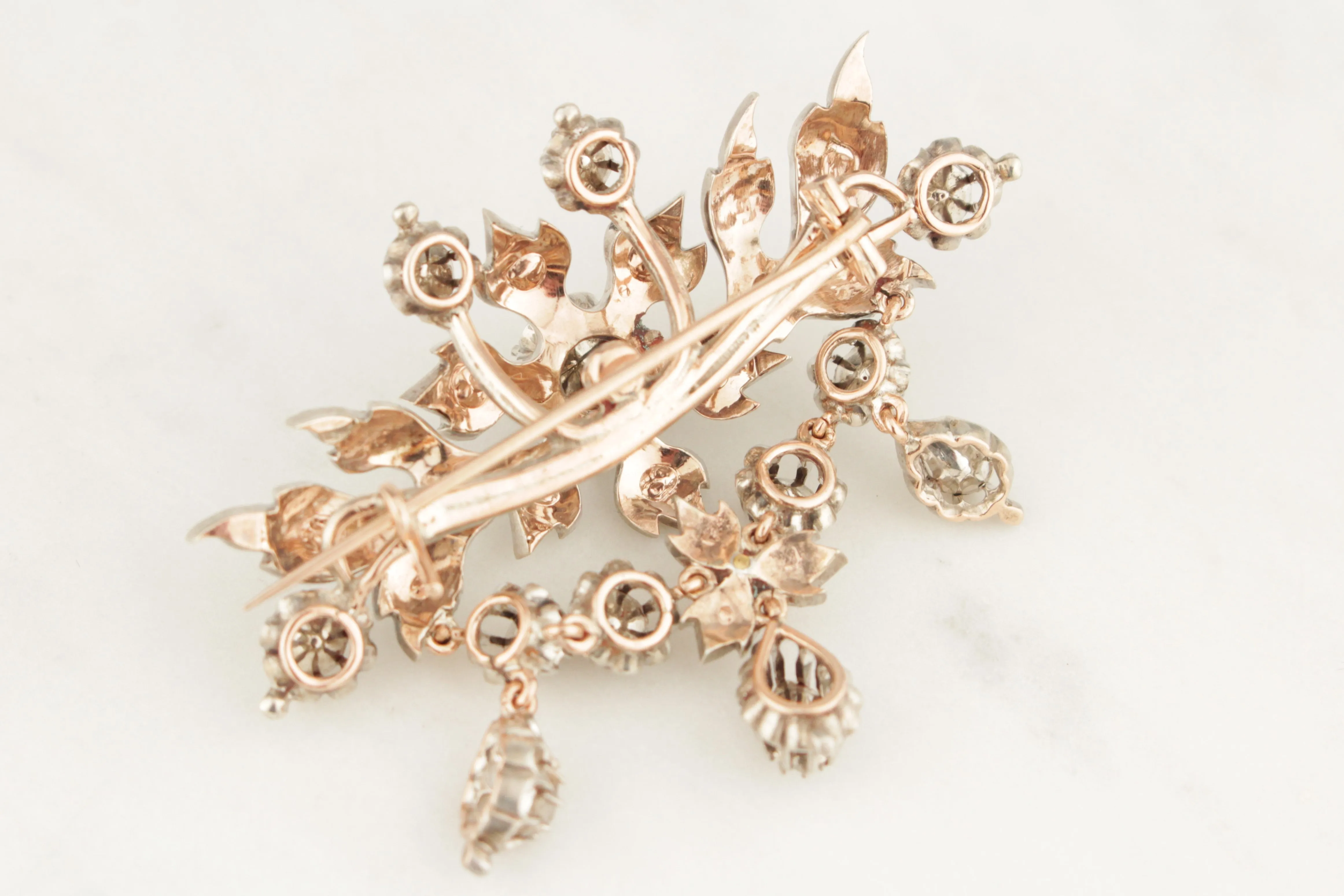 ANTIQUE GEORGIAN c1780-1800 ROSE CUT DIAMOND STOMACHER BROOCH