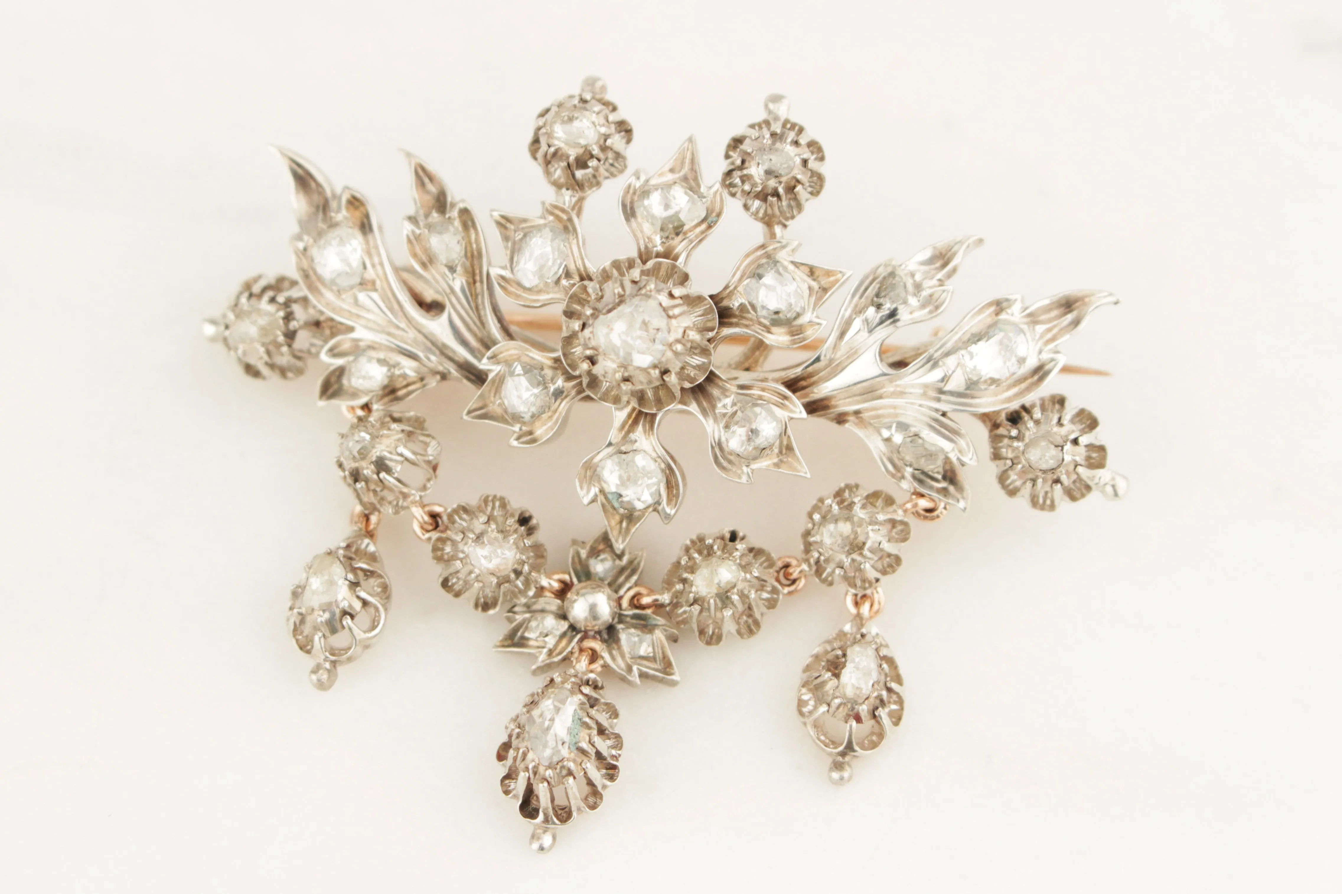 ANTIQUE GEORGIAN c1780-1800 ROSE CUT DIAMOND STOMACHER BROOCH