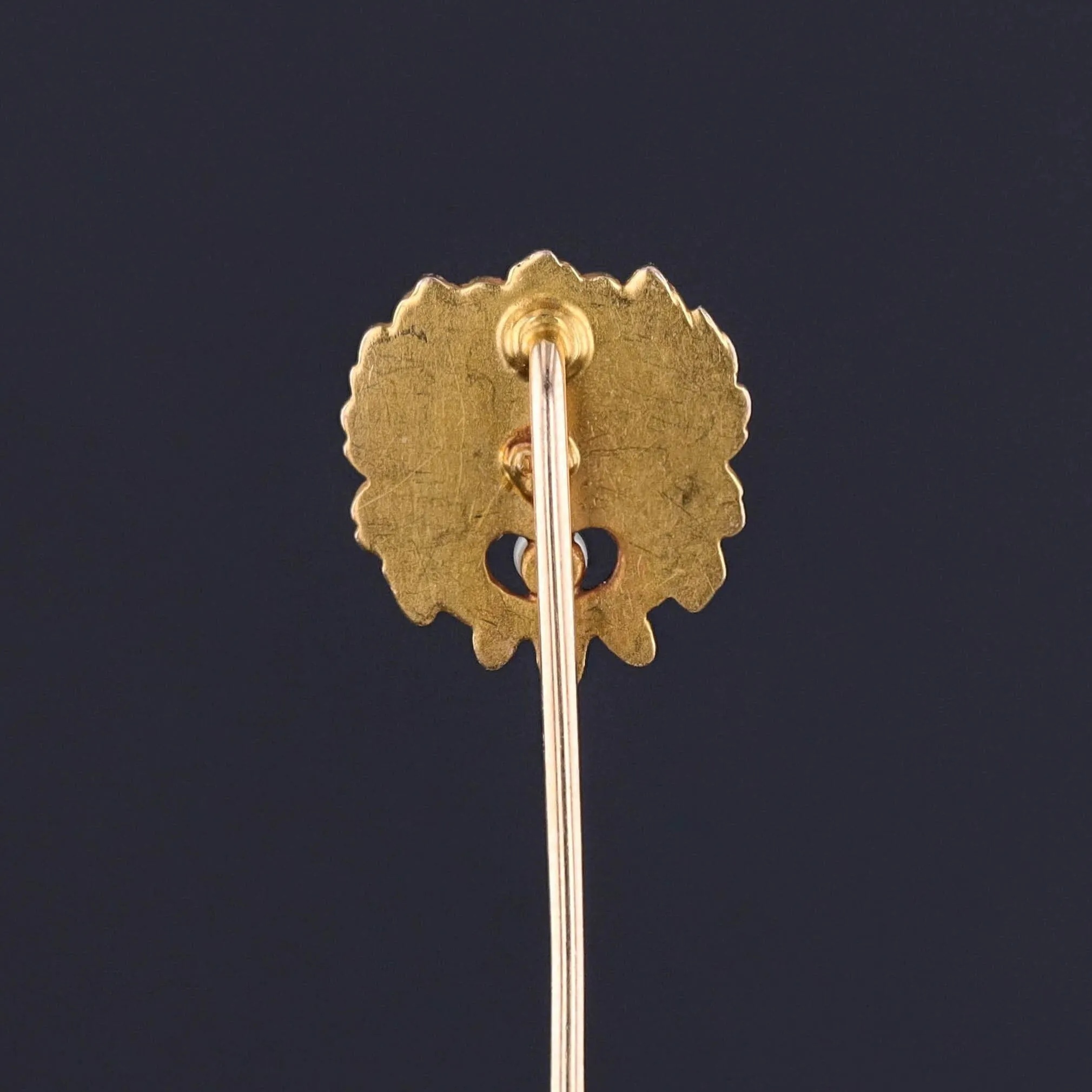 Antique Green Man Stickpin of 14k Gold
