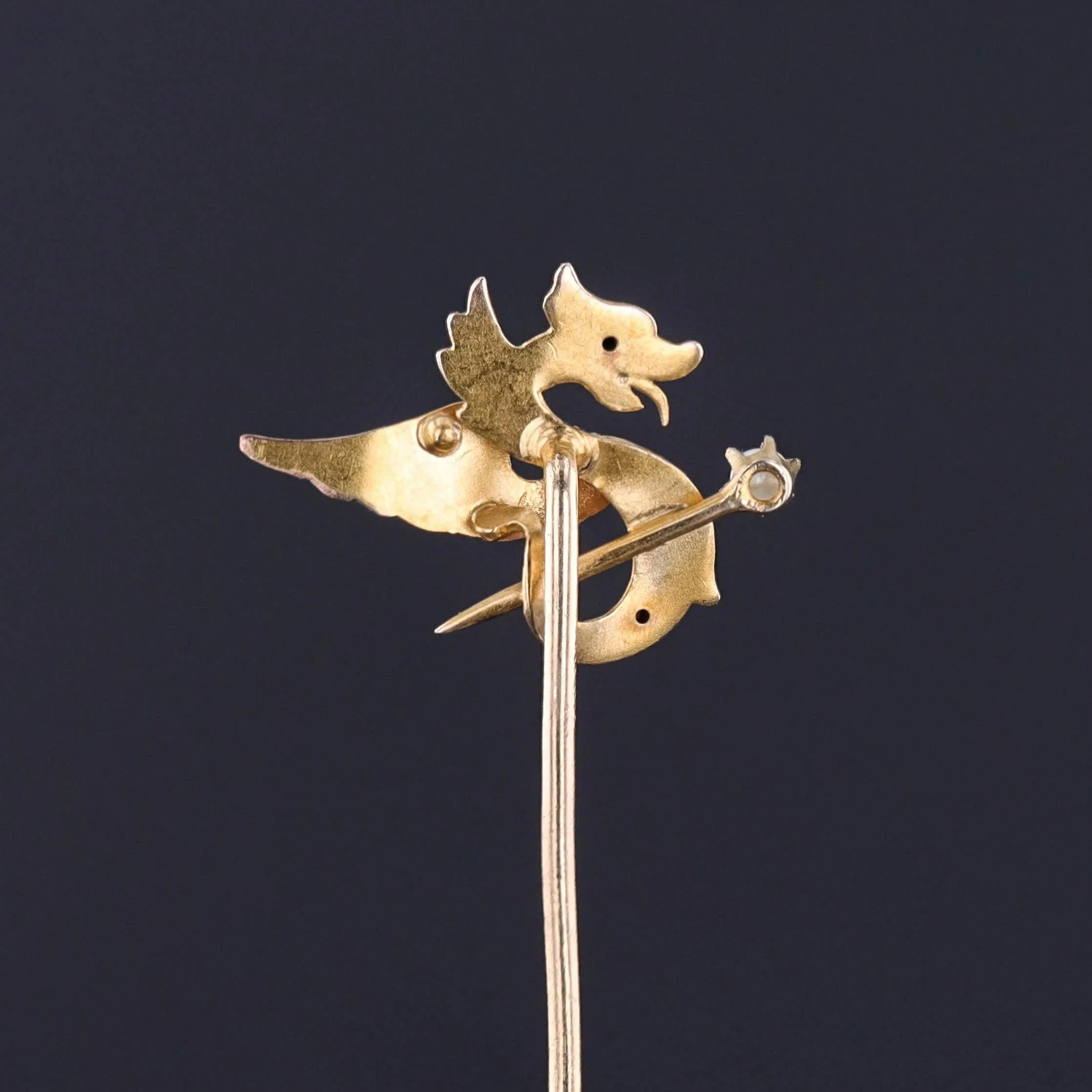 Antique Griffin Stickpin of 14k Gold