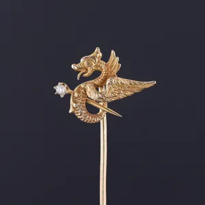 Antique Griffin Stickpin of 14k Gold