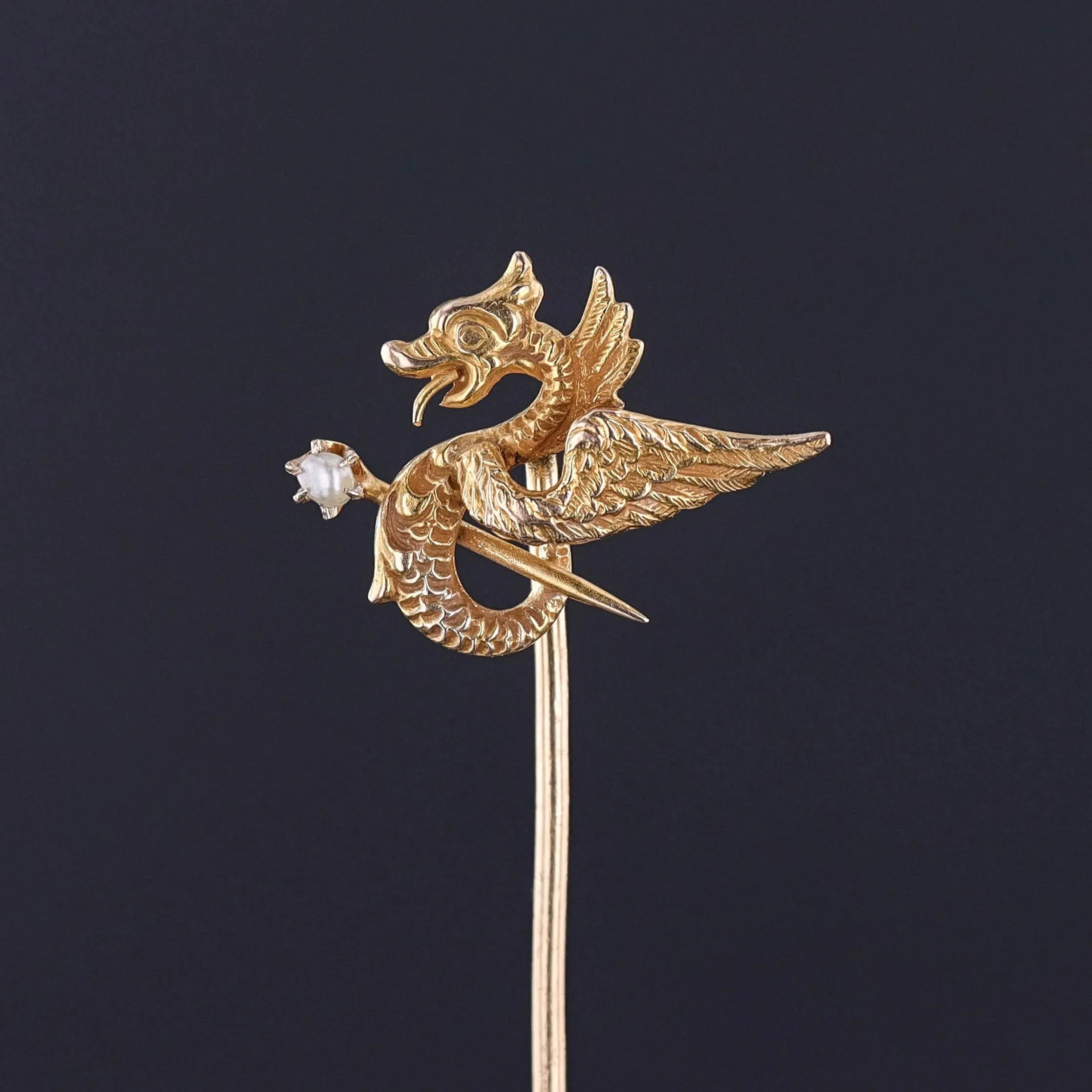Antique Griffin Stickpin of 14k Gold