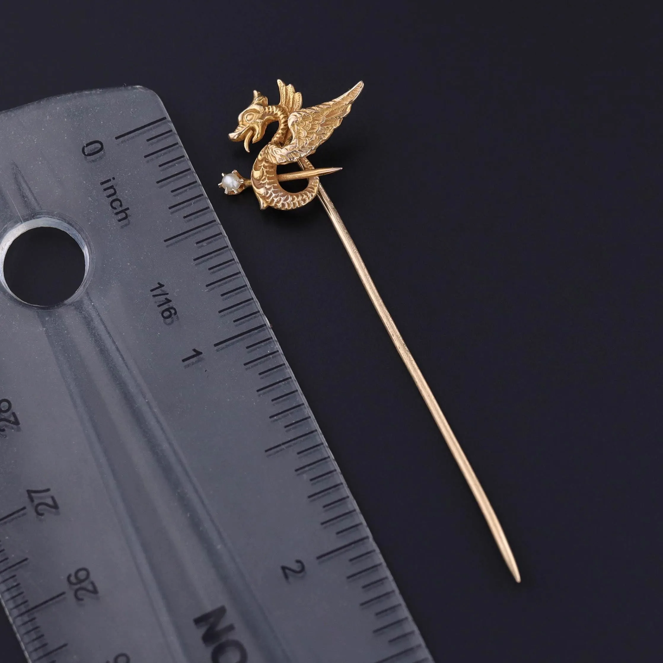 Antique Griffin Stickpin of 14k Gold