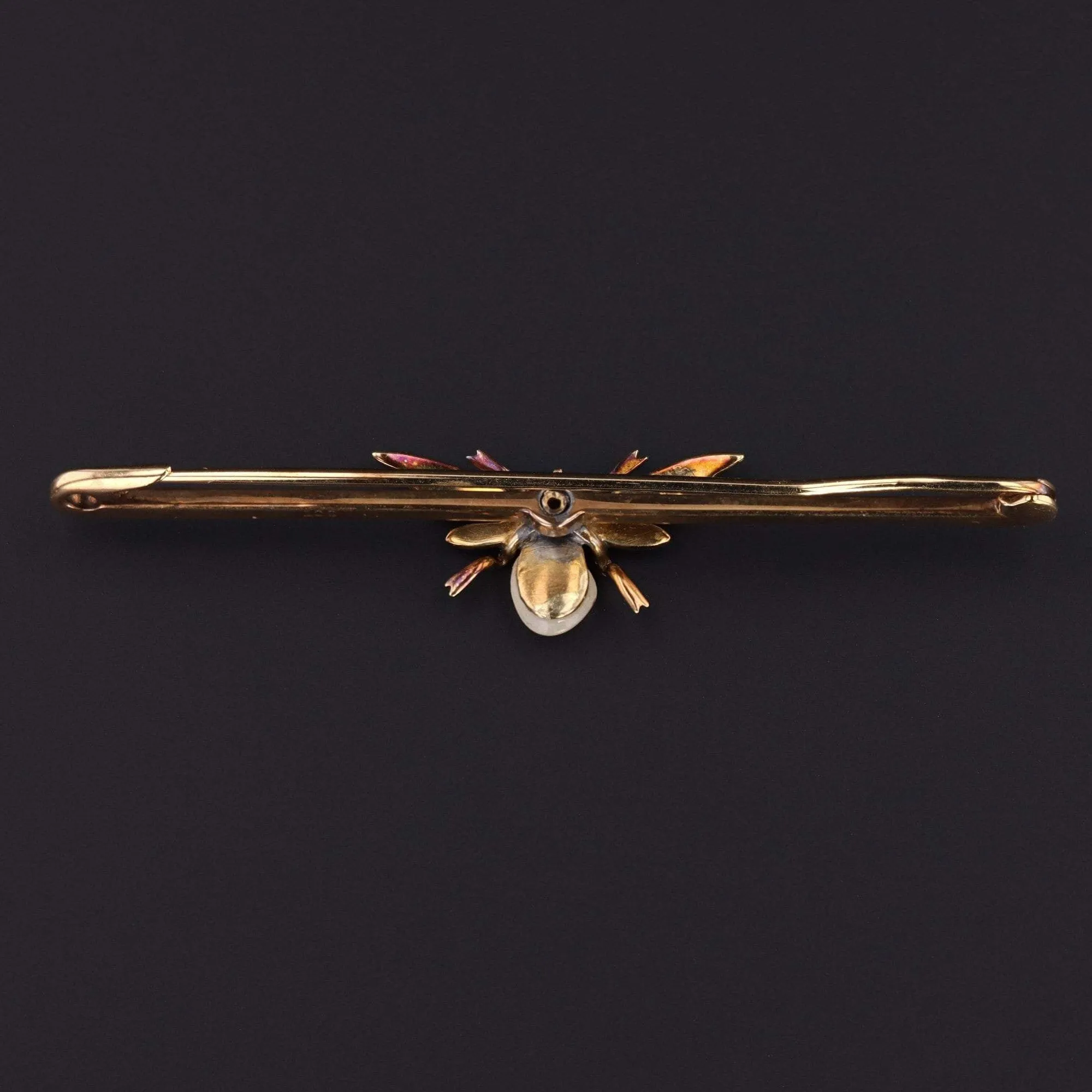 Antique Insect Pin | Pearl Diamond and Enamel Pin