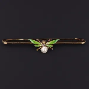 Antique Insect Pin | Pearl Diamond and Enamel Pin