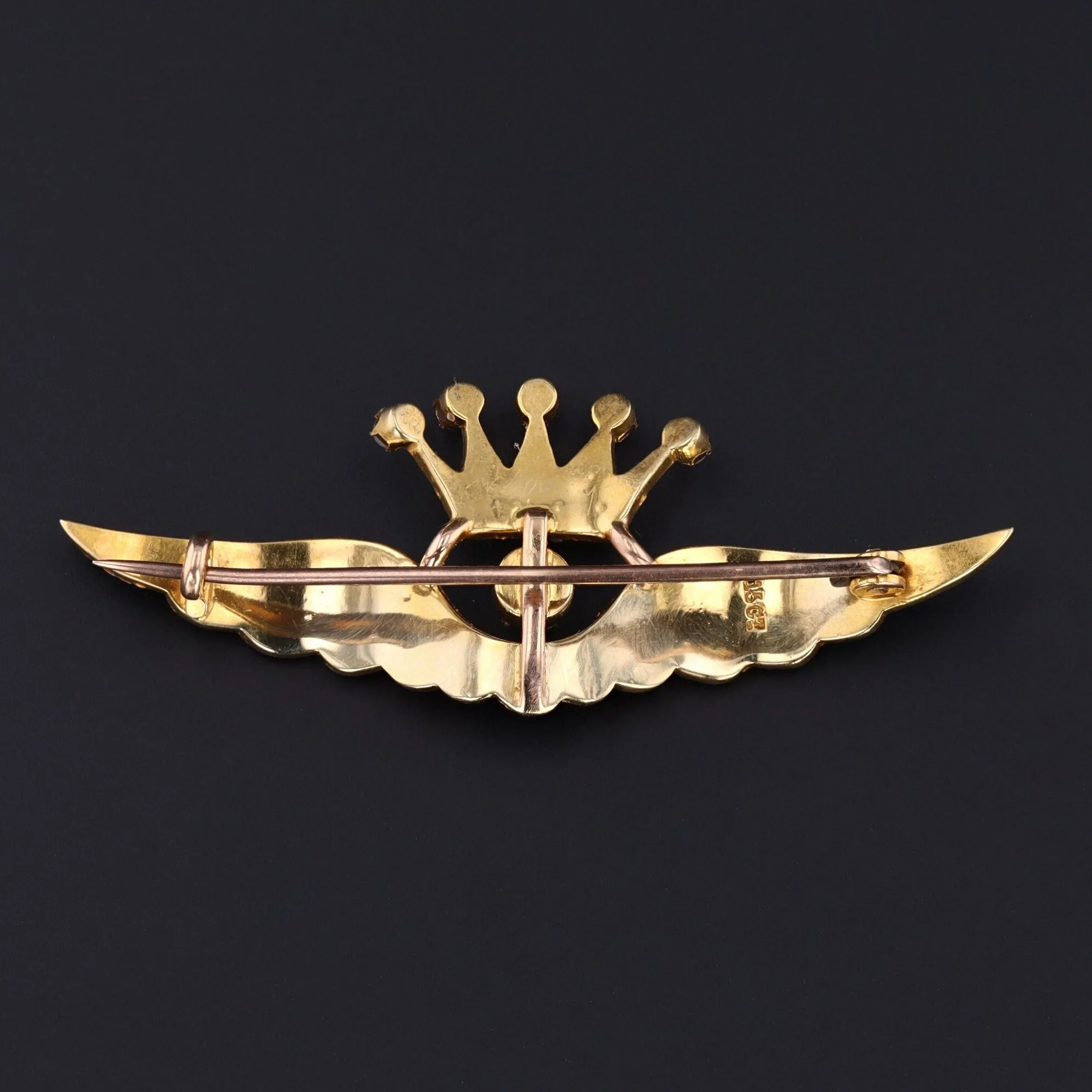 Antique Pearl Wings Brooch of 15ct Gold