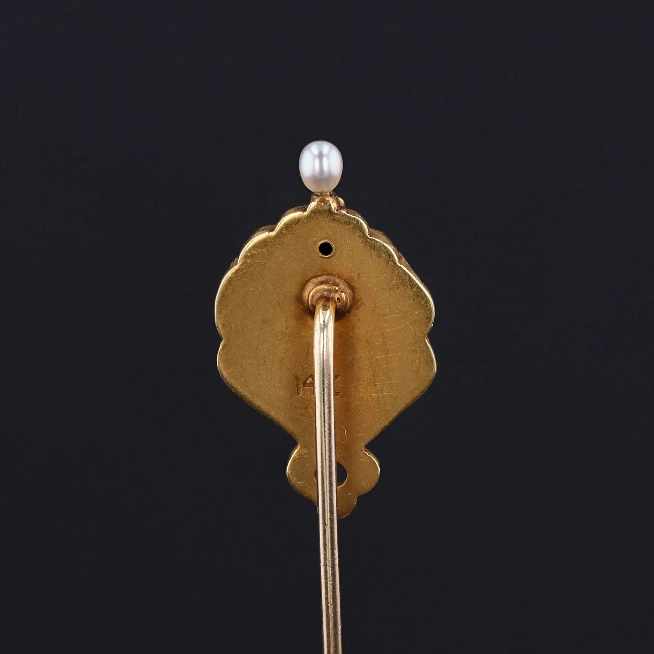 Antique Stickpin | Art Nouveau Enamel Woman Stickpin