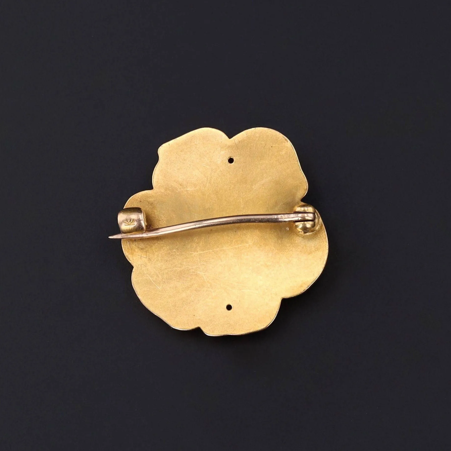 Antique Woman in Flower Brooch of 10k Gold