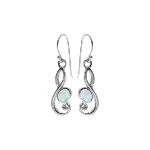 Antoinette white opalique swept open loop earrings