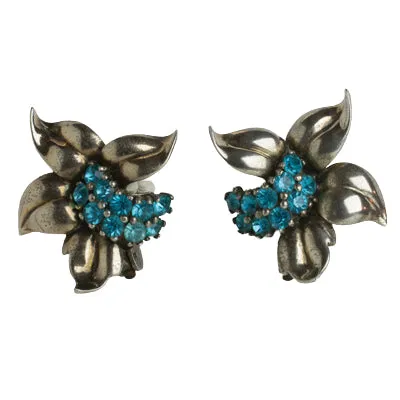Aquamarine Floral Earrings by Pennino Bros.