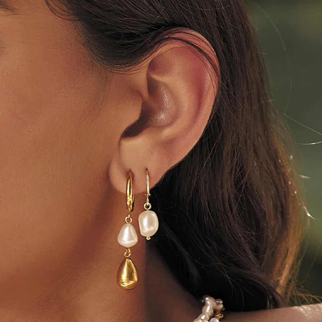 Arianna Pearl and Gold Earrings by Arms of Eve
