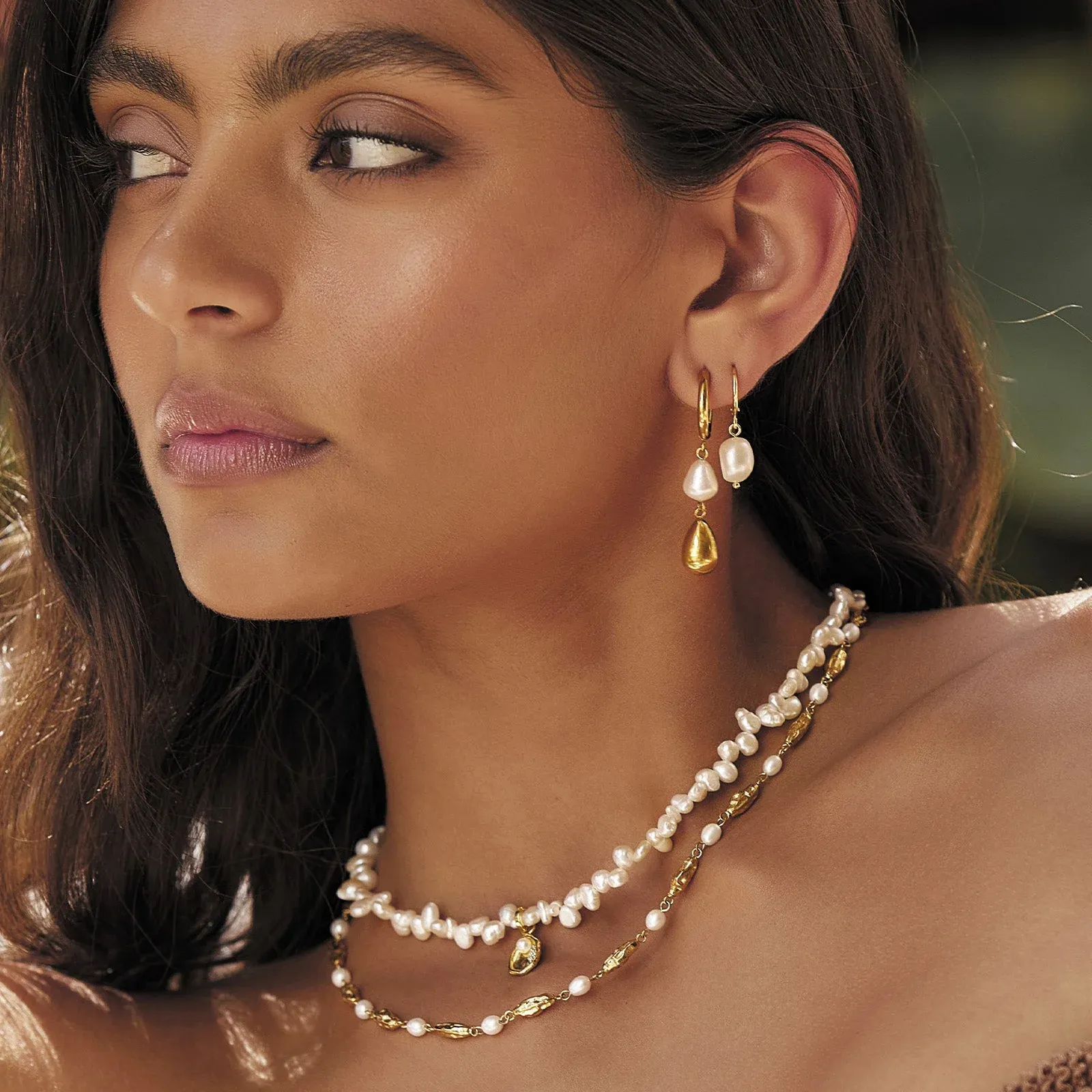 Arianna Pearl and Gold Earrings by Arms of Eve