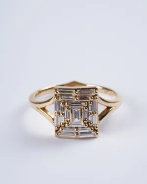 baguette temple ring - gold