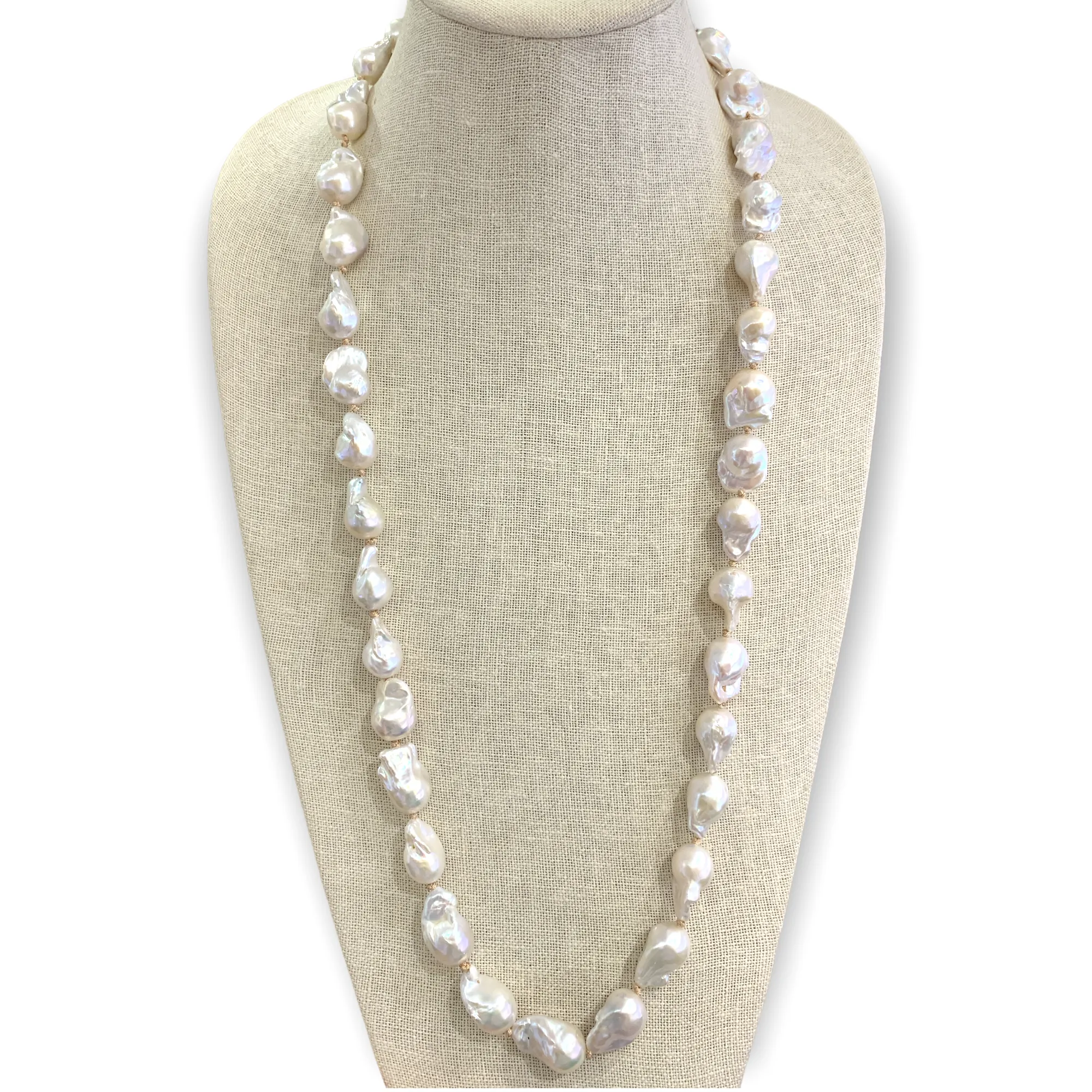 Baroque Freshwater Pearls on Silk Necklace