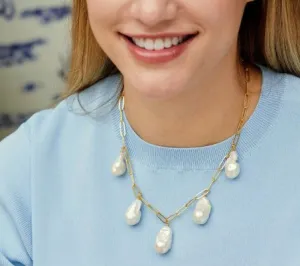 Baroque Pearl Paperclip Necklace