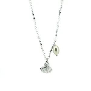Beach Love Shell/Pearl Necklace Silver