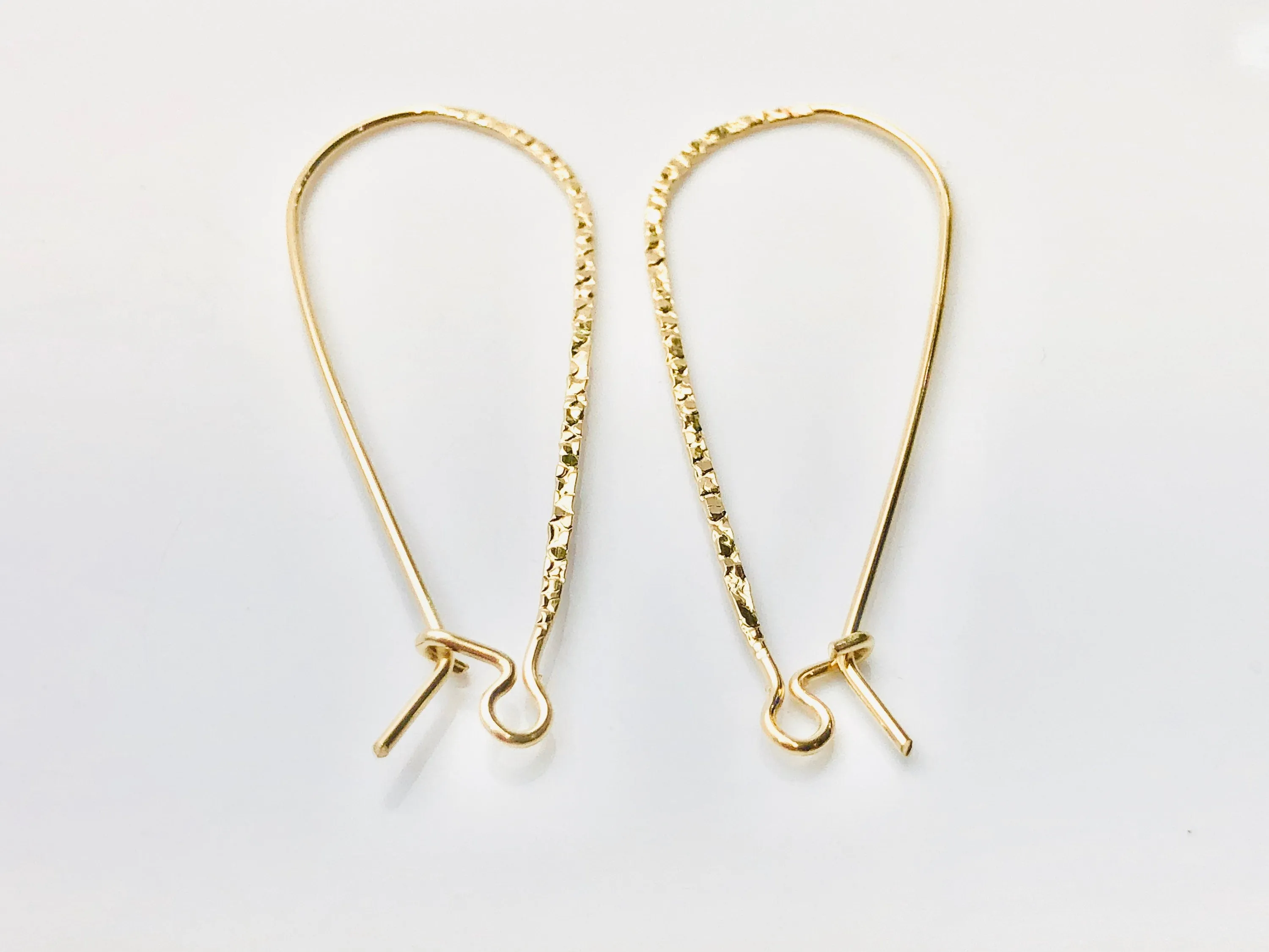 Beautiful 14KGF flat textured ear wire , 14K gold filled , Sku # 756-43