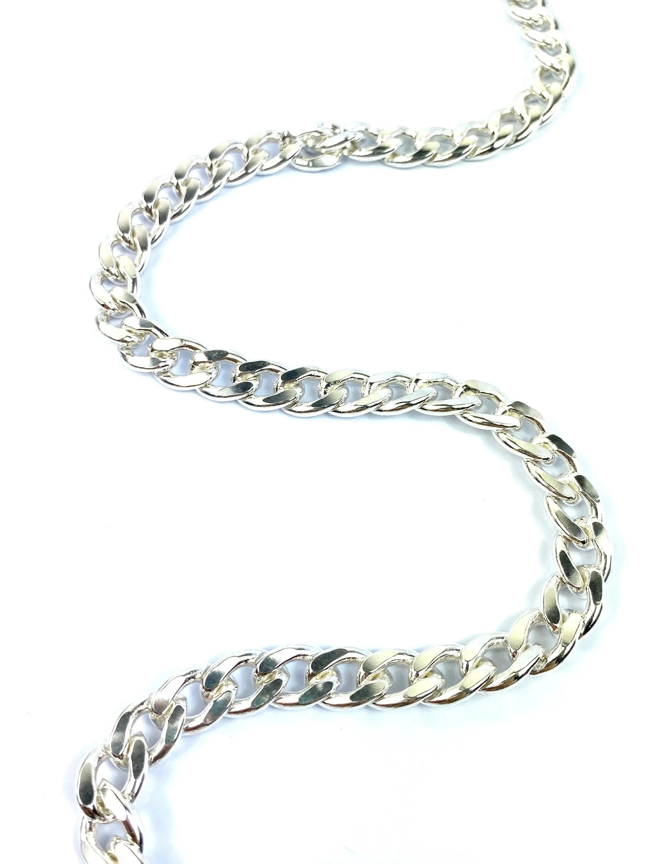 Beautiful 20” 9mm Sterling Silver Curb Chain, Sku: SM93LC-20