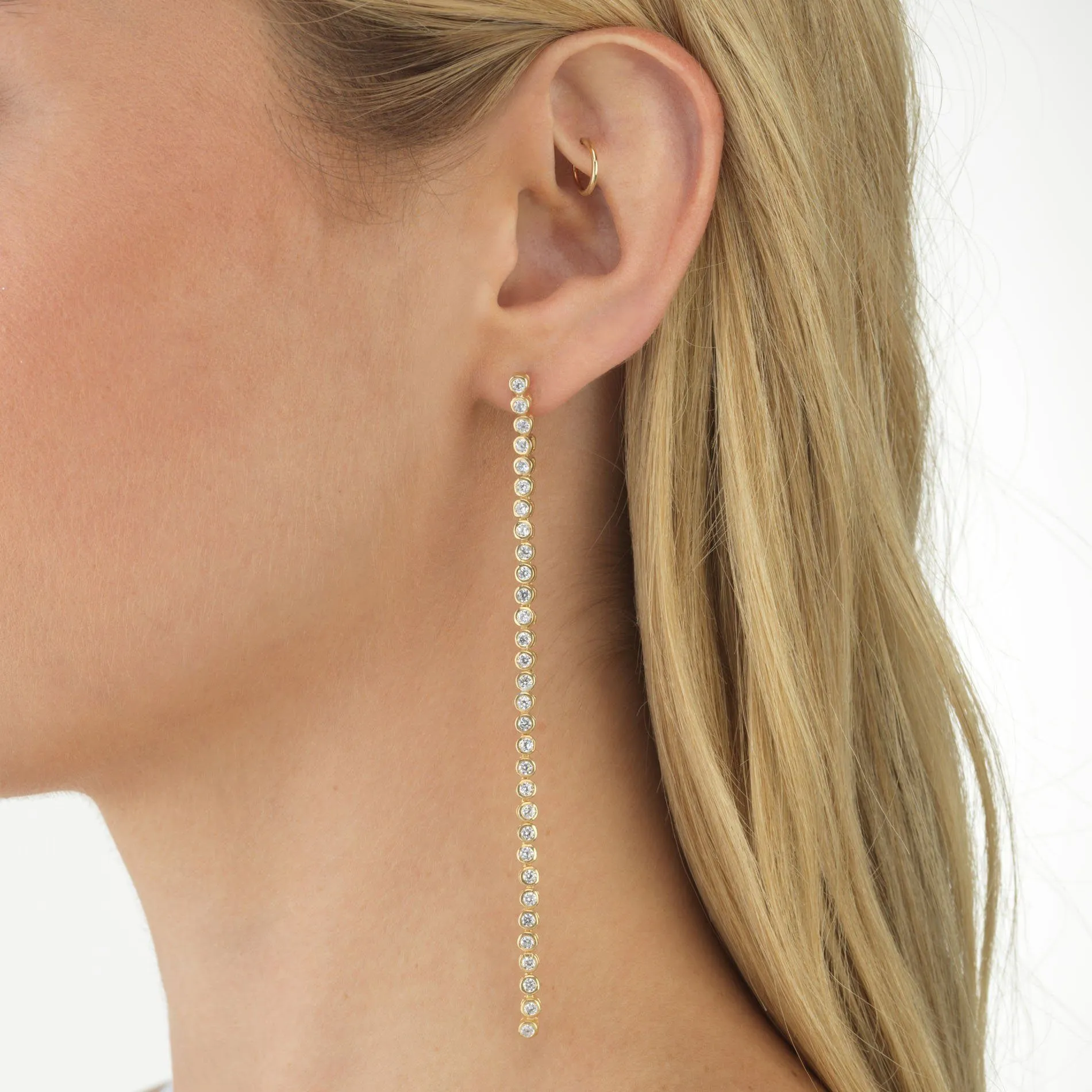 Bezel Drop Stud Earring