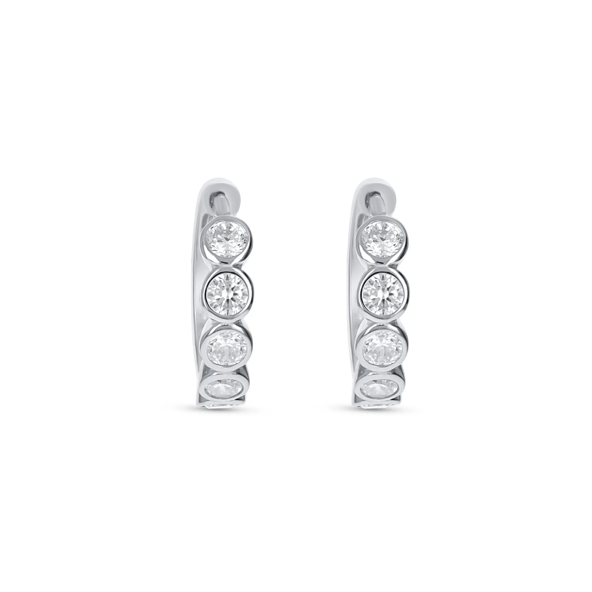 Bezel Huggie Hoop Earrings
