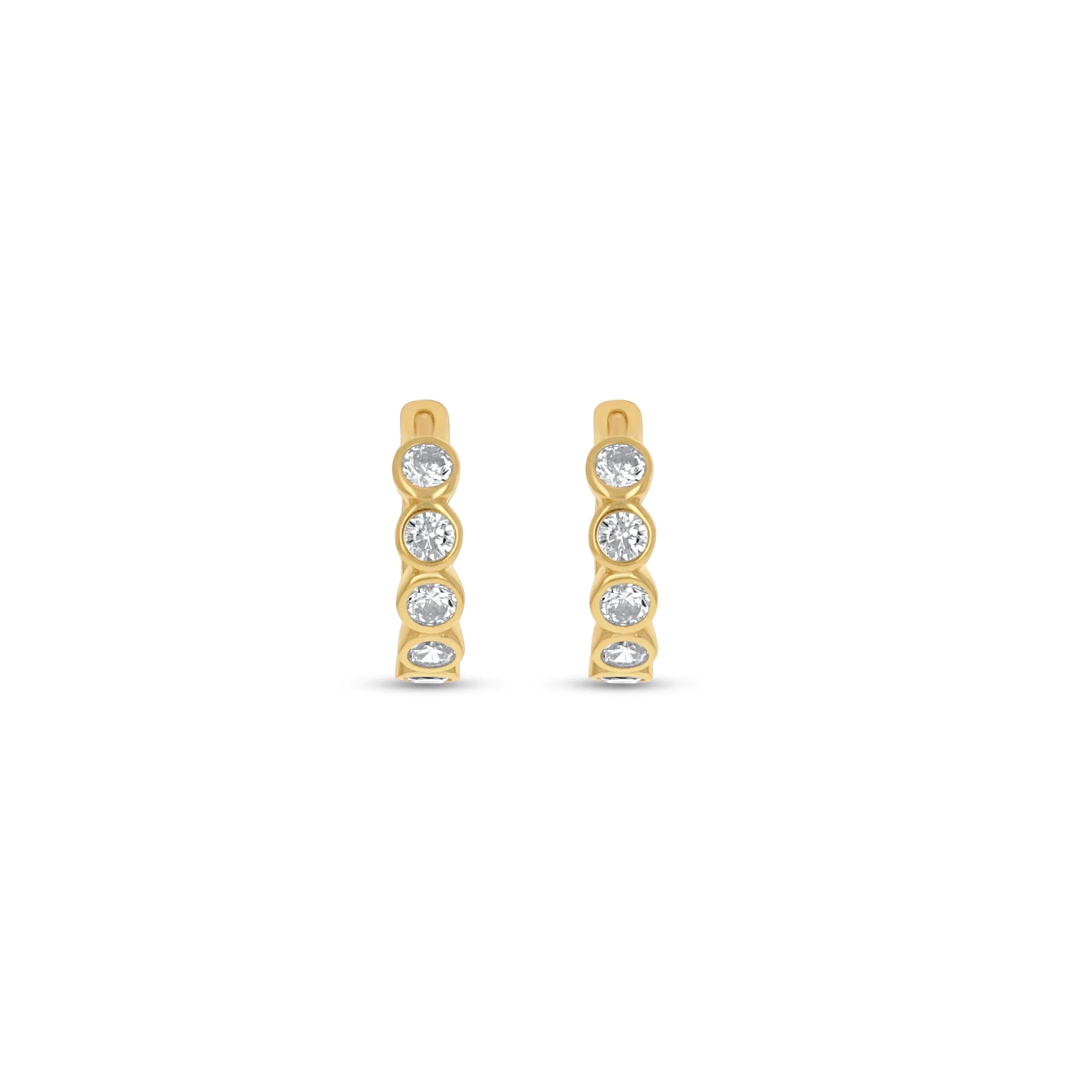 Bezel Huggie Hoop Earrings