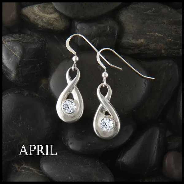 Birthstone Drop Earrings in Silver