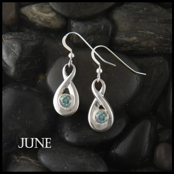 Birthstone Drop Earrings in Silver