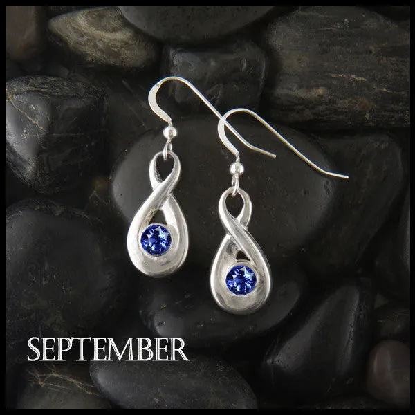 Birthstone Drop Earrings in Silver