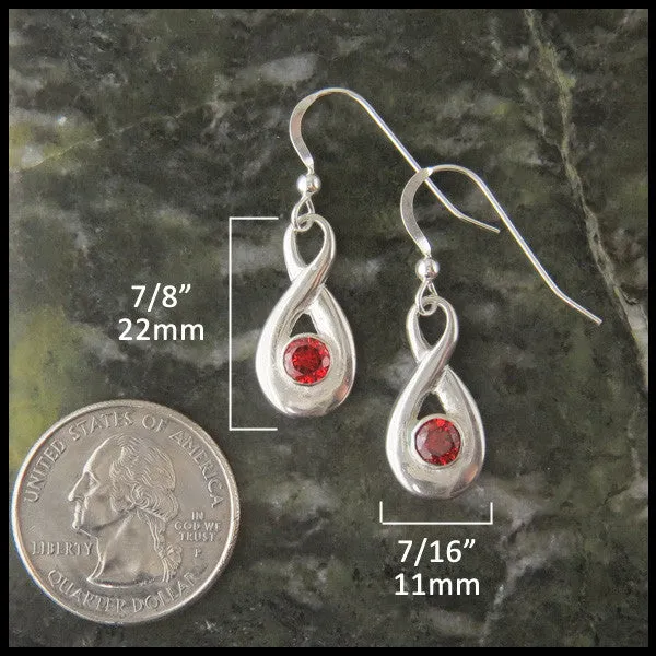 Birthstone Drop Earrings in Silver