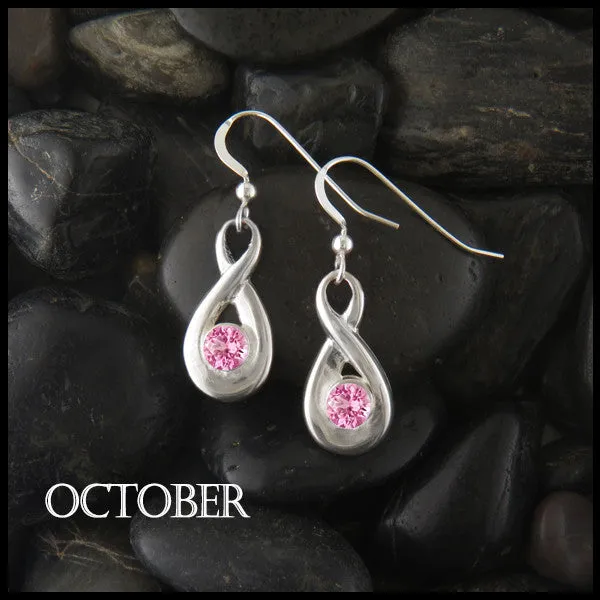 Birthstone Drop Earrings in Silver