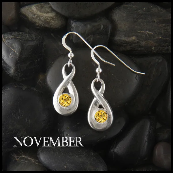 Birthstone Drop Earrings in Silver