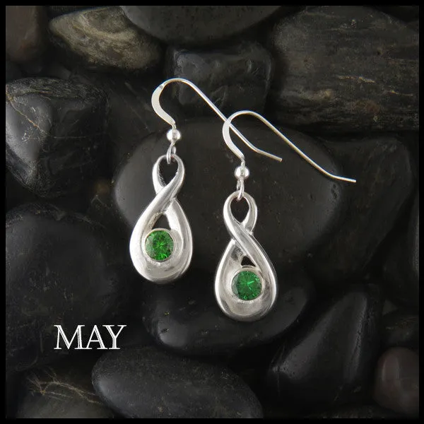 Birthstone Drop Earrings in Silver