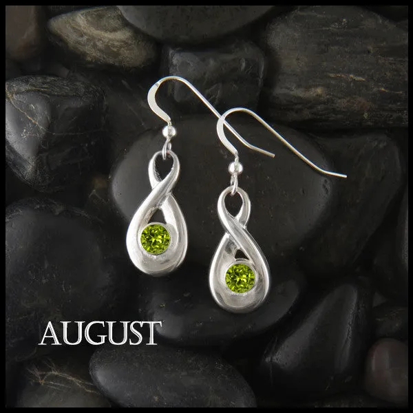Birthstone Drop Earrings in Silver