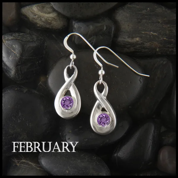 Birthstone Drop Earrings in Silver
