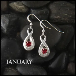 Birthstone Drop Earrings in Silver