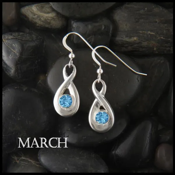 Birthstone Drop Earrings in Silver