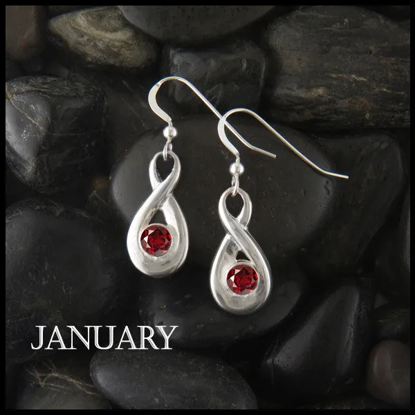 Birthstone Drop Earrings in Silver