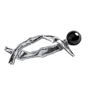 Black lava pearl Brooch