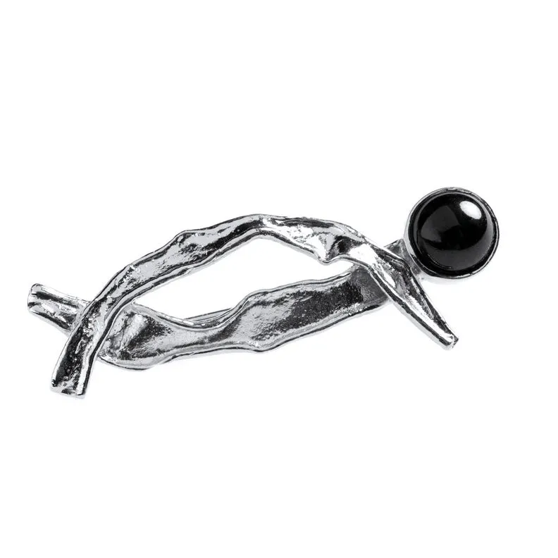 Black lava pearl Brooch