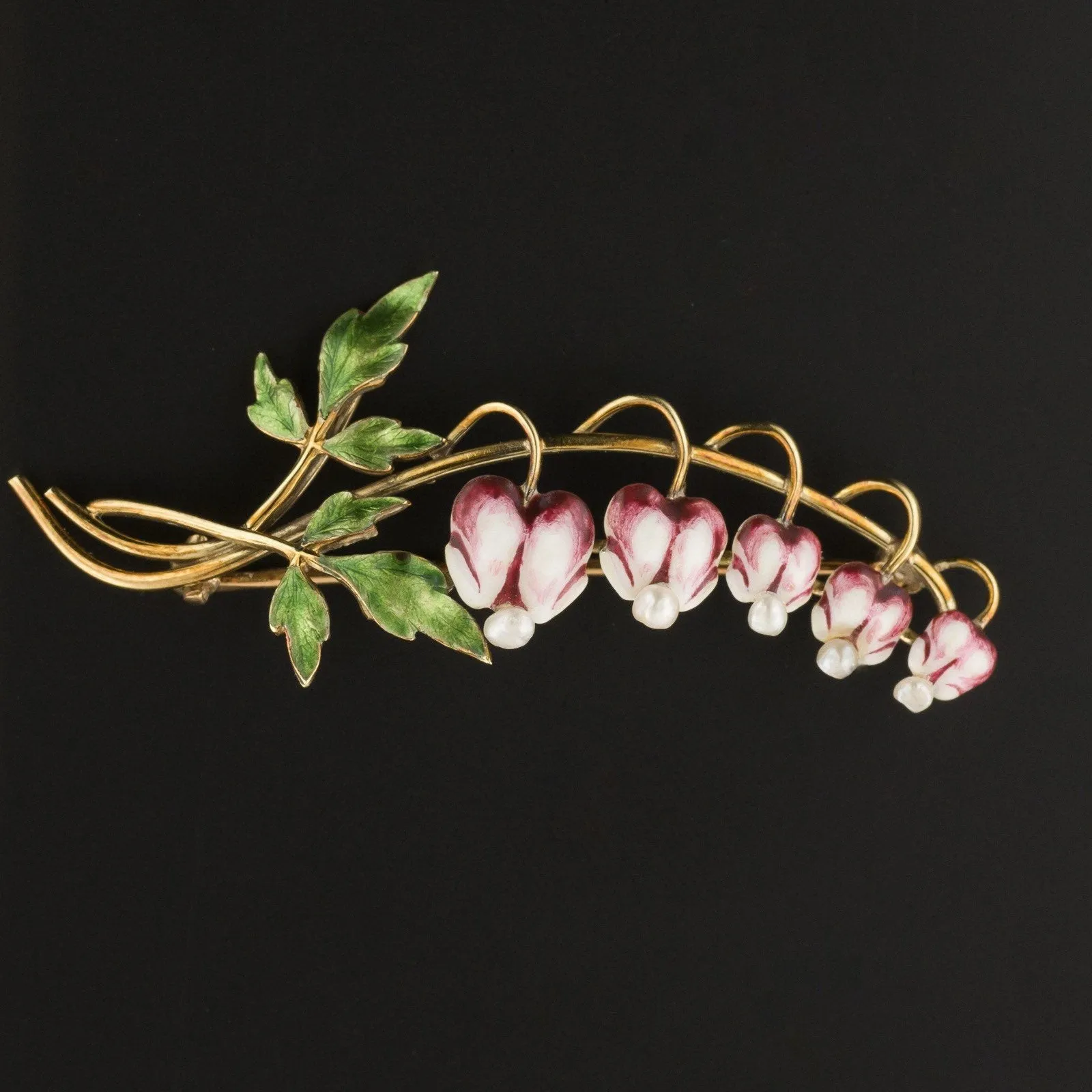 Bleeding Heart Flower Brooch | Enamel Flower Brooch
