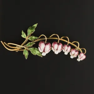 Bleeding Heart Flower Brooch | Enamel Flower Brooch