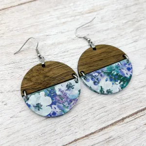 Blue Floral Circle Dangles