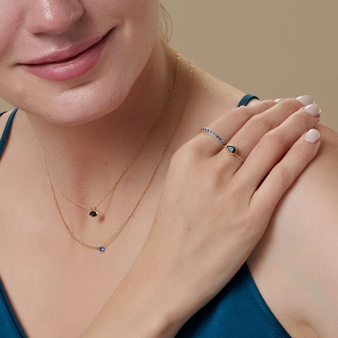Blue Sapphire 3/4 Stackable Ring In 14k
