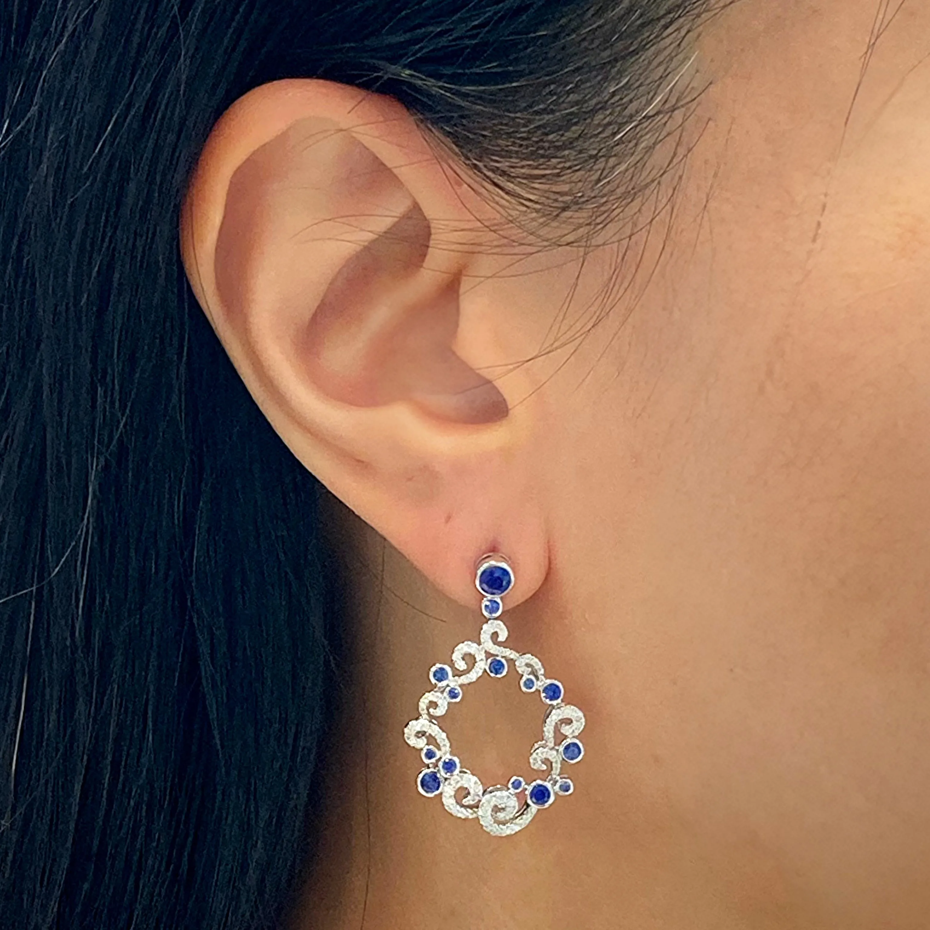 Blue Sapphire Diamond Earrings