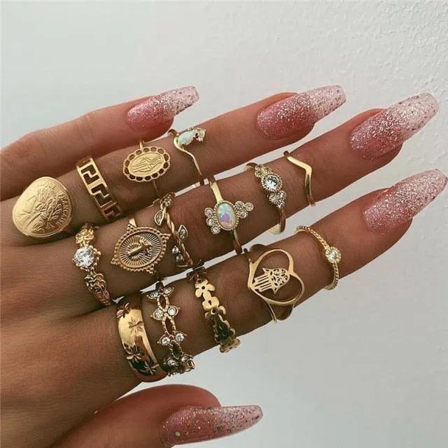 Boheimian Rings 5Pcs Set