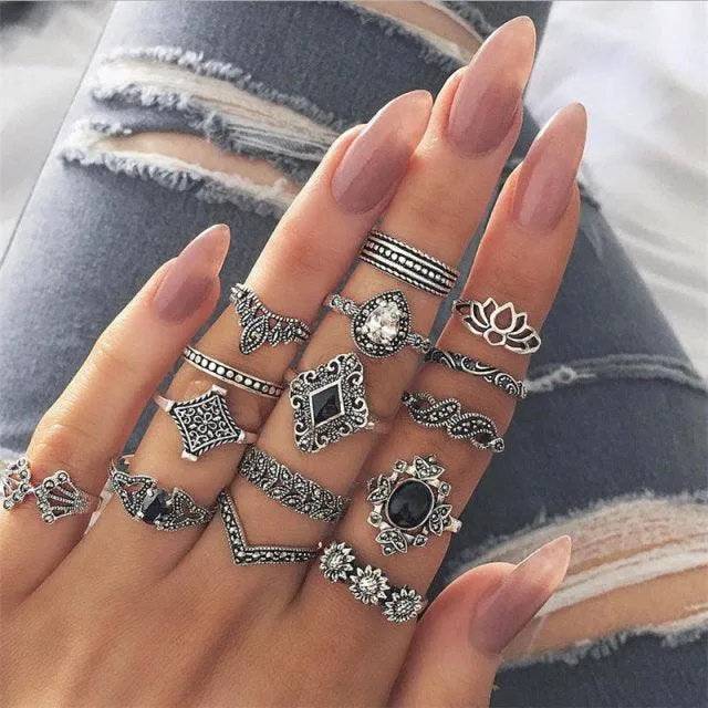 Boheimian Rings 5Pcs Set