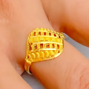 Bold Poised Geometric Block 22K Gold Ring