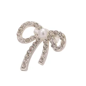 Bowknot Rhinestone and Pearl Brooch Metal Waist-Cinching Pin 6pcs